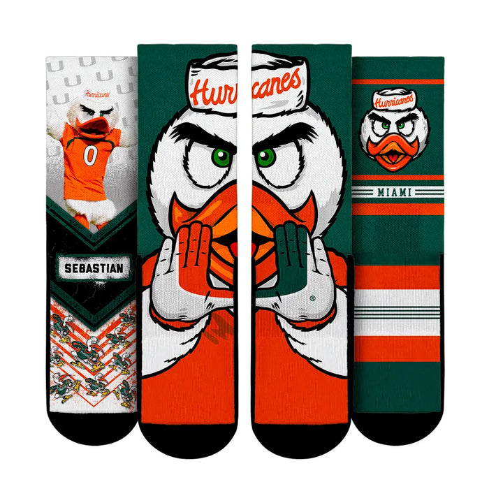 Miami Hurricanes - Mascot 3-Pack by Rock 'Em Socks