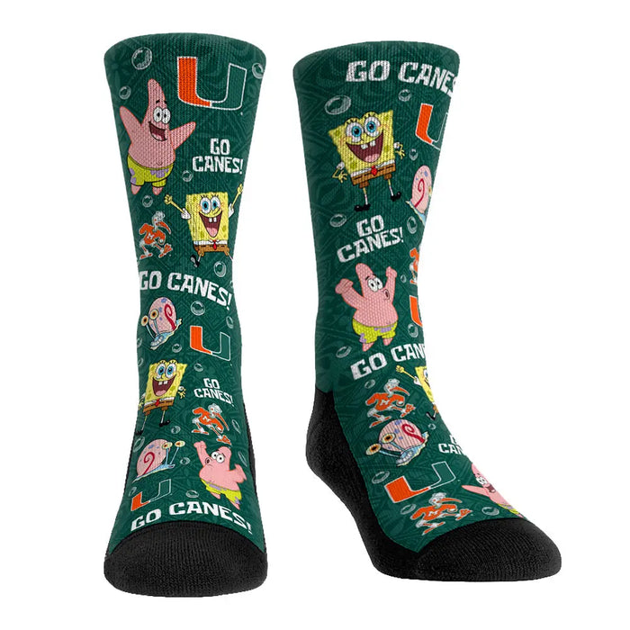 Miami Hurricanes - SpongeBob SquarePants Characters All-Over by Rock 'Em Socks