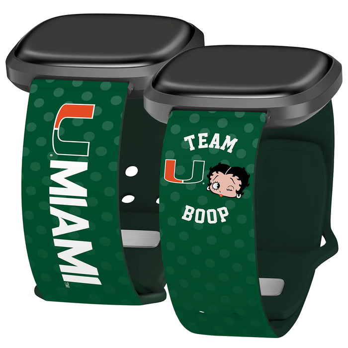 Miami Hurricanes X Betty Boop HD Fitbit Versa 3 & Sense Watch Band by Affinity Bands