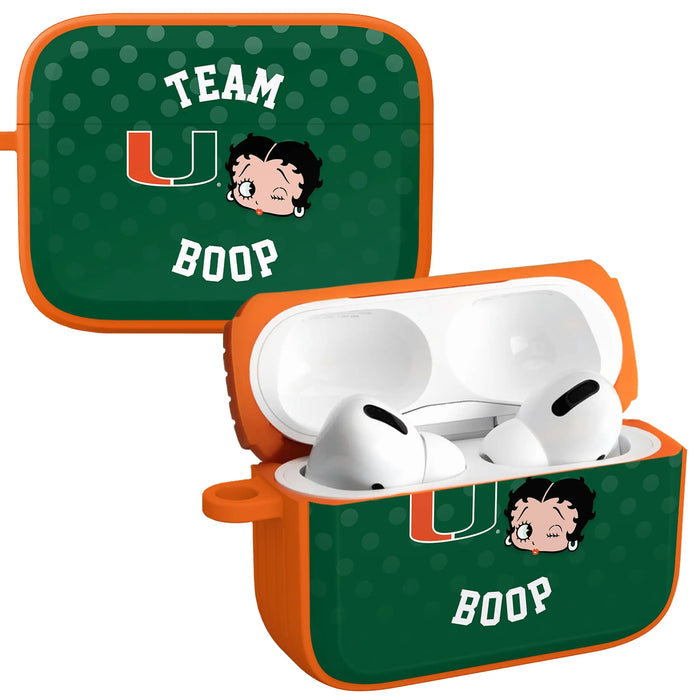 Miami Hurricanes X Betty Boop HDX Apple AirPods Pro 1 & 2 Case Cover by Affinity Bands