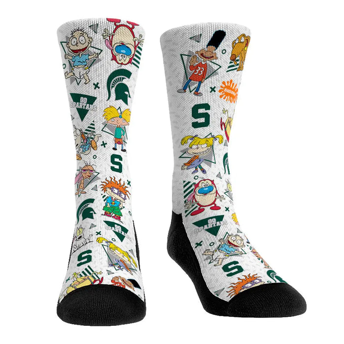 Michigan State Spartans - 90's Nickelodeon Characters All-Over by Rock 'Em Socks