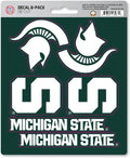 Michigan State University Spartans 6-Piece Decal Sticker Set, 5x6 Inch Sheet, Gift for football fans for any hard surfaces around home, automotive, personal items by Fielders Choice