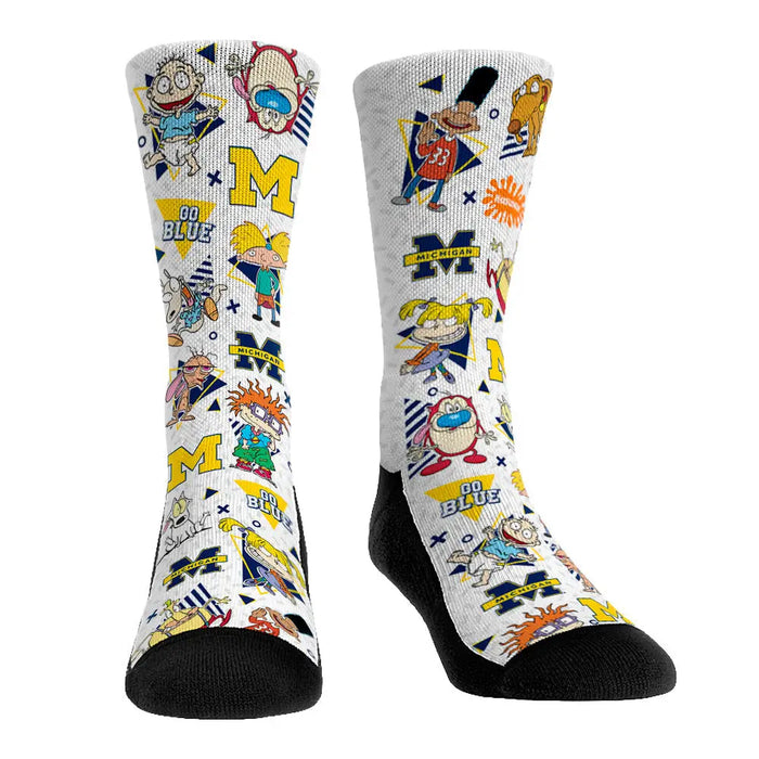 Michigan Wolverines - 90's Nickelodeon Characters All-Over by Rock 'Em Socks