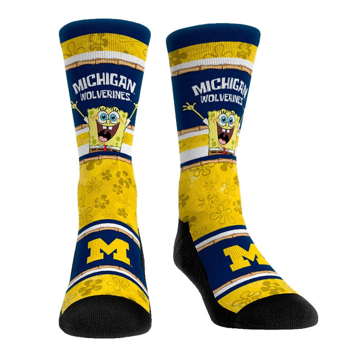 Michigan Wolverines - SpongeBob SquarePants Tiki Stripe by Rock 'Em Socks