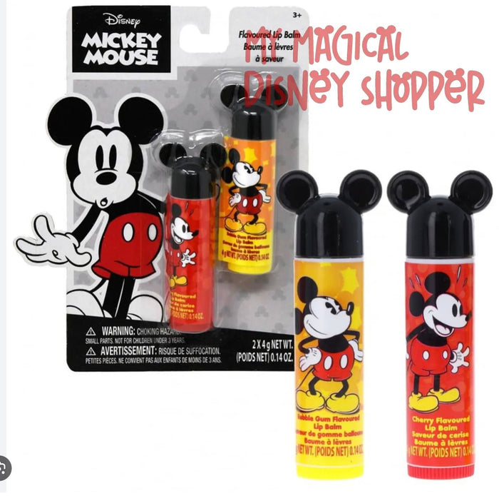 Disney Mickey Mouse Kids Flavored Lip Balm 2-Pack, Cherry & Bubble Gum