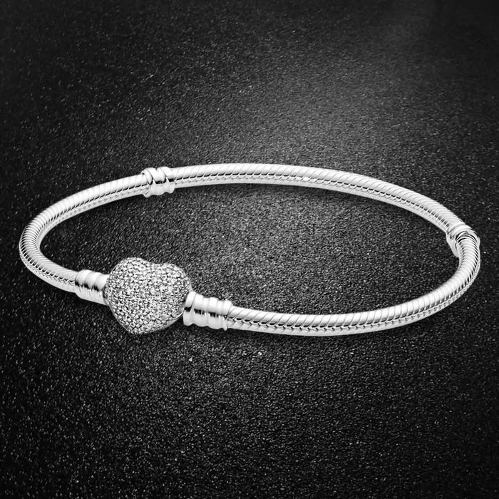 Micro Pave Crystal Heart Charm Bracelet by DailySale