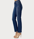 Mandie Curvy Mid Rise Ankle Straight Slim Jeans by Boutique 23