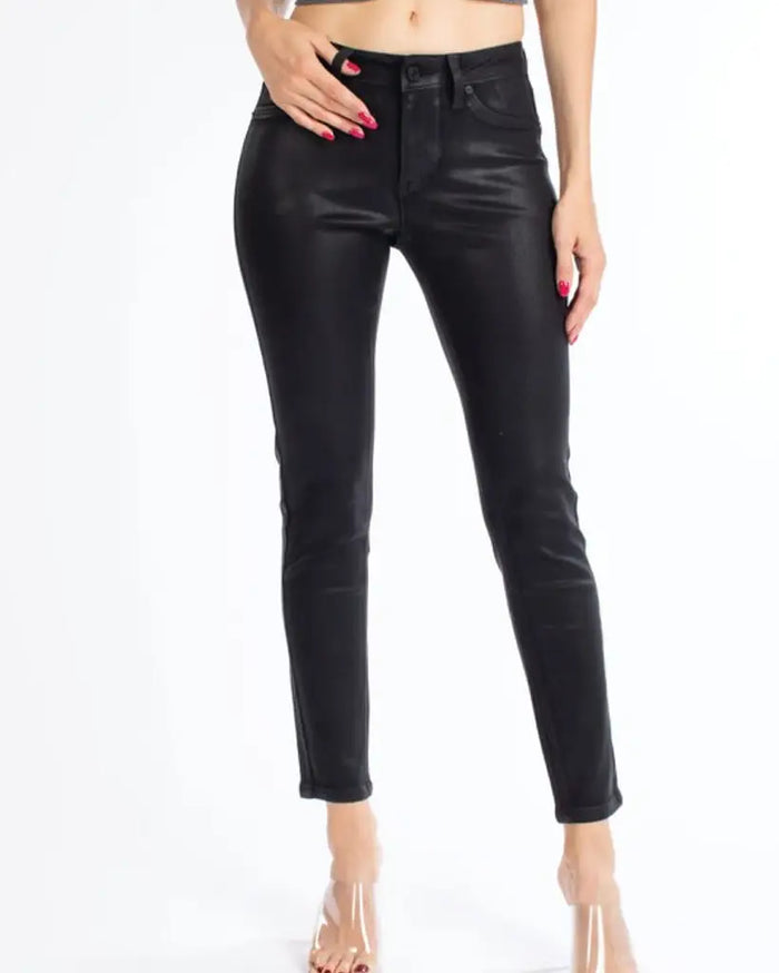 Mid Rise Coated Denim Super Skinny by Boutique 23