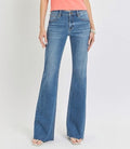 Mila Mid Rise Flare Raw Cut Hem Jeans by Boutique 23