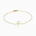 Mini Block Initial Diamond Bracelet Gold by Fine Color Jewels