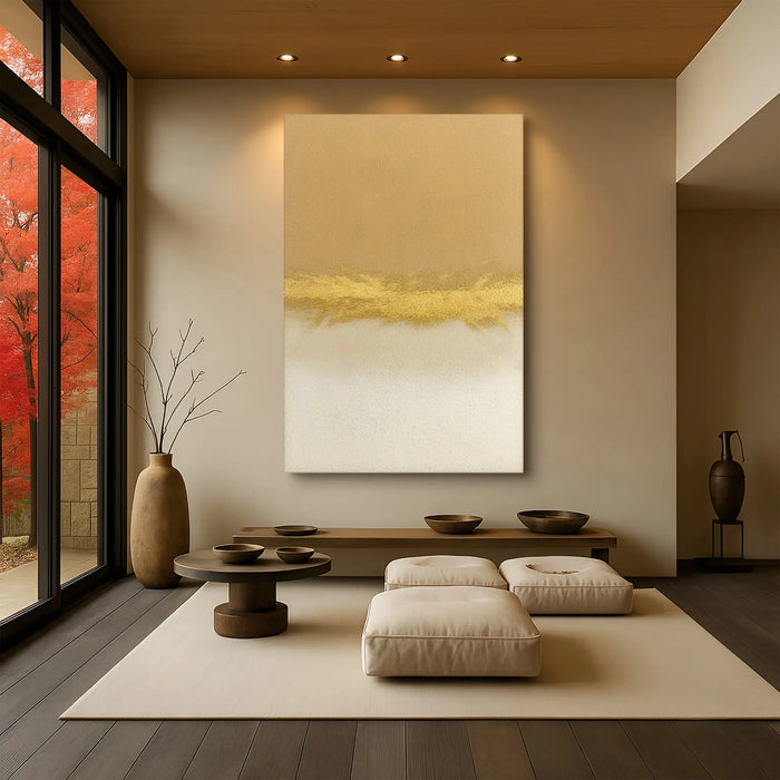Minimalist White And Gold Wall Art by Tailored Canvases