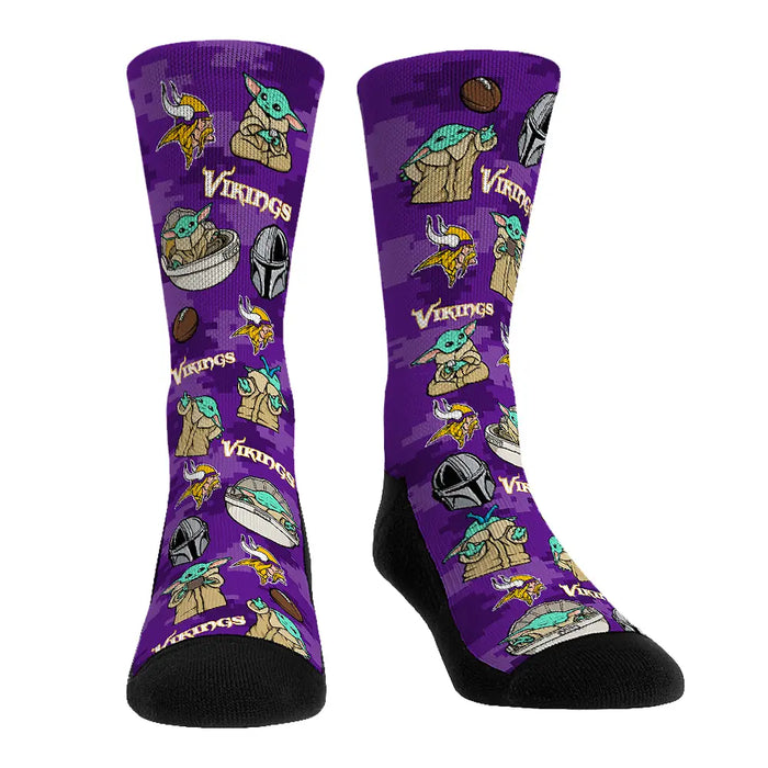Minnesota Vikings - Star Wars - Grogu All-Over by Rock 'Em Socks