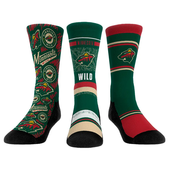 Minnesota Wild - 3-Pack by Rock 'Em Socks
