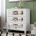 Mirrored Carved Pattern Modern Gold Finish Bedroom Nightstand by DailySale
