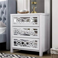 Mirrored Carved Pattern Modern Gold Finish Bedroom Nightstand by DailySale