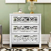 Mirrored Carved Pattern Modern Gold Finish Bedroom Nightstand