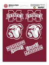 Mississippi State University Bulldogs 6-Piece Decal Sticker Set, 5x6 Inch Sheet, Gift for football fans for any hard surfaces around home, automotive, personal items