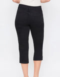 Missy 5 Pkt Side Slit Hem Capri - Black by Boutique 23