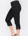 Missy 5 Pkt Side Slit Hem Capri - Black by Boutique 23