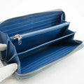 Miu Miu Blue Croco Embossed Leather Zip Around Wallet #3728 by Bolt Boutique