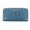 Miu Miu Blue Croco Embossed Leather Zip Around Wallet #3728