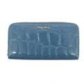Miu Miu Blue Croco Embossed Leather Zip Around Wallet #3728 by Bolt Boutique