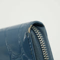 Miu Miu Blue Croco Embossed Leather Zip Around Wallet #3728 by Bolt Boutique