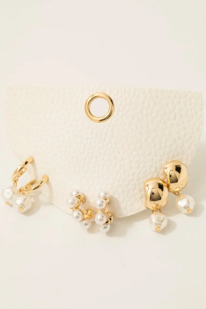 Mixed Pear Charms Hoop Earrings Set by Boutique 23