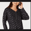 Ande Foil-Printed Henley Knit Pajama Top, Size Small by Vanessa Jane
