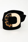 Faux Leather Rounded Square Buckle Belt
