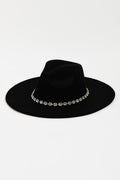 Crystal Rhinestone Strap Fedora Hat by Boutique 23