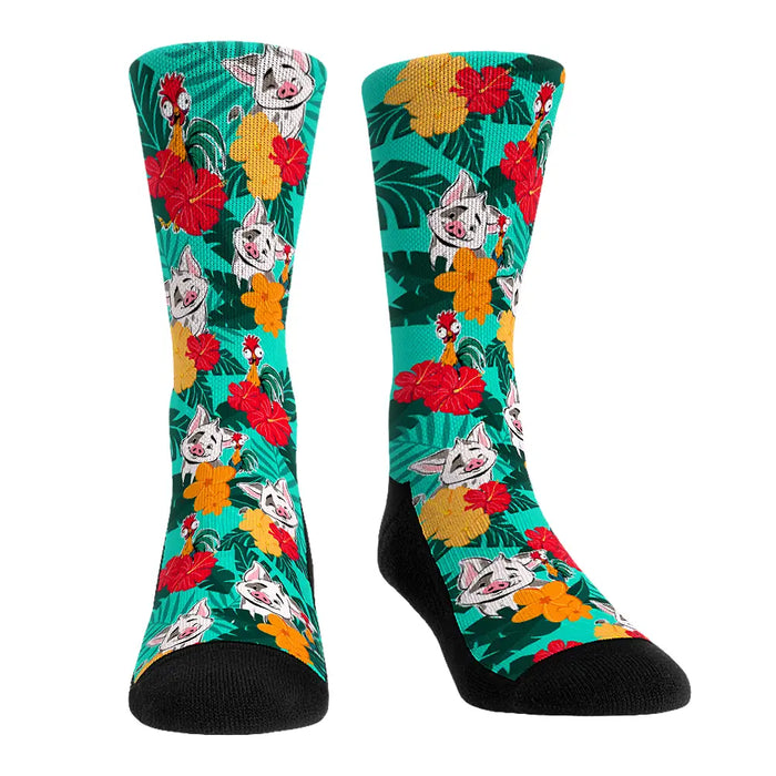 Moana 2 - Poa & Hei Hei Floral by Rock 'Em Socks