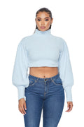 Mock Neck Cropped Sweater by The House of Stylez