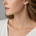 Natural Citrine Octagon Silver Drop Jewelry Set by Fine Color Jewels