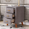 Modern Bedside Velvet Upholstered 3-Drawer Nightstand with Metal Handles by DailySale
