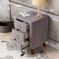 Modern Bedside Velvet Upholstered 3-Drawer Nightstand with Metal Handles by DailySale