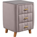 Modern Bedside Velvet Upholstered 3-Drawer Nightstand with Metal Handles by DailySale