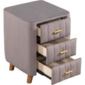 Modern Bedside Velvet Upholstered 3-Drawer Nightstand with Metal Handles by DailySale