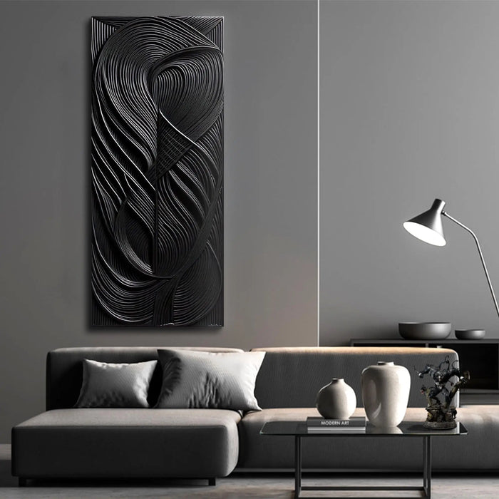 Modern Black Waves Wall Art by Tailored Canvases