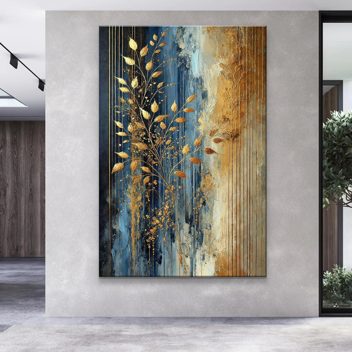 Modern Gold Leaves Wall Art by Tailored Canvases
