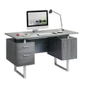 Modern Gray Office Desk with Storage by DailySale