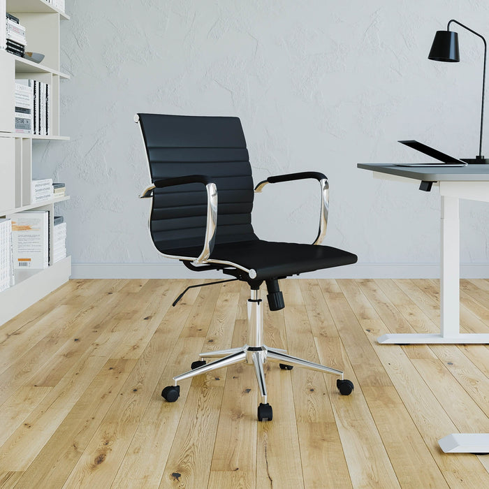 Modern Medium Back Executive Office Chair - Black by DailySale