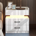 Modern Night Stand with LED Lights and Charging Station by DailySale
