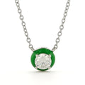Moissanite & Enamel Solitaire Pendant Necklace by Fine Color Jewels