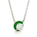 Moissanite & Enamel Solitaire Pendant Necklace by Fine Color Jewels