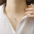 Moissanite & Enamel Solitaire Pendant Necklace by Fine Color Jewels