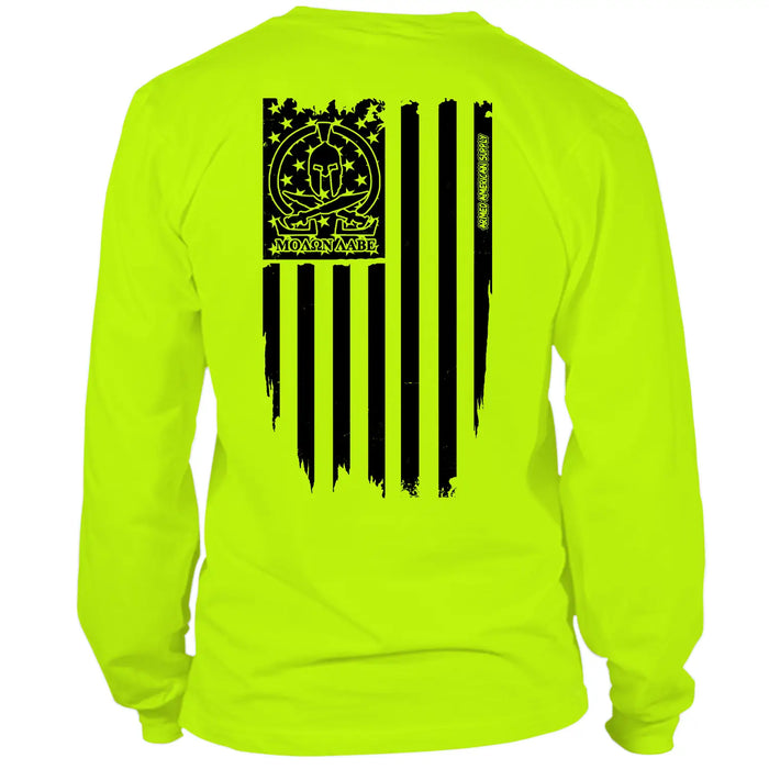 Molon Labe Ghost Flag - Long Sleeve Hi-Vis T-Shirt by Armed American Supply