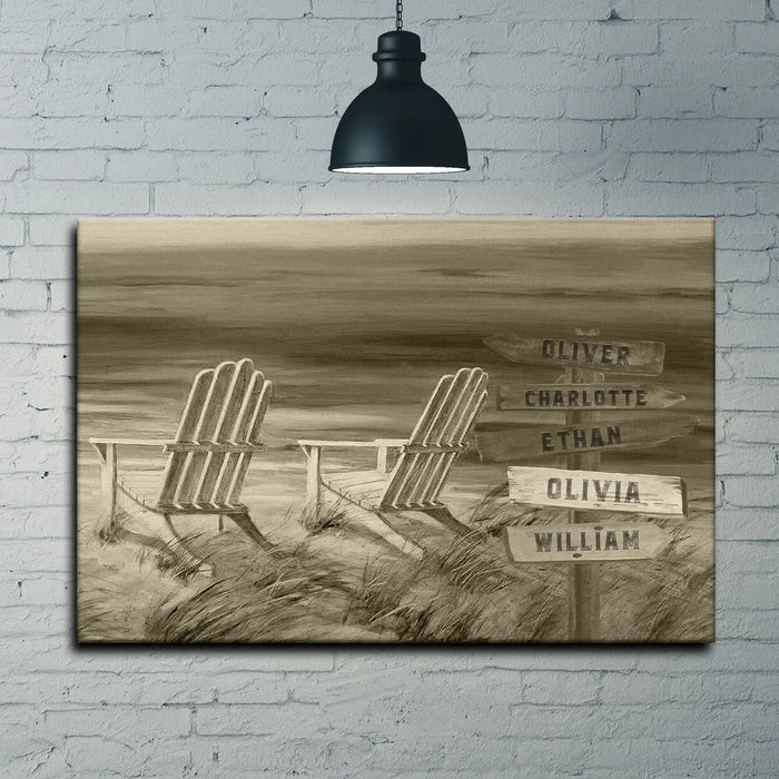 Monochrome Beach Name Sign by Tailored Canvases
