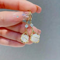 Moonstone Bead Shiny Rhinestone Dangle Earrings by DailySale