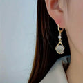 Moonstone Bead Shiny Rhinestone Dangle Earrings by DailySale